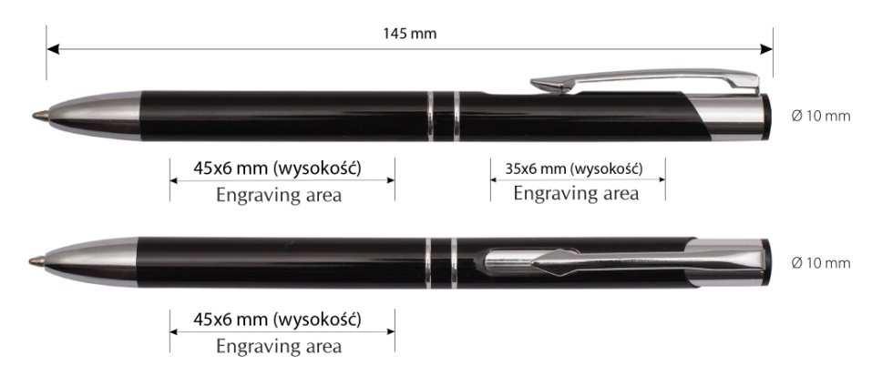 DŁUGOPISY METALOWE COSMO DUO Długopis z dwoma wkładami. CD-01 czarny błyszczący CD-06 czerwony matowy CD-10A niebieski matowy Długopis 145 x Ø 10 mm, wkład niebieski i czarny.