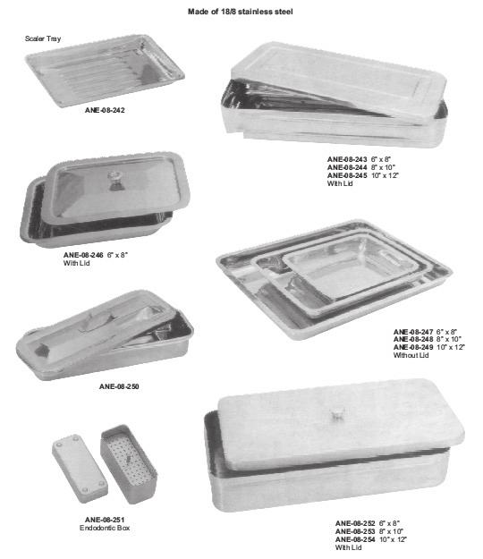 TACE, KOSZE, NACZYNIA DO STERYLIZACJI S16-034 S16-035 6" X 8" S16-036 8" X 10" S16-037 10" X 12" Z pokrywką S16-038 6" X 8" Z pokrywką S16-039 6" X 8"