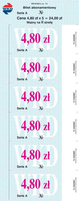 Wzór nr 6 do 7 WZÓR BILETU ABONAMENTOWEGO NA II STREFĘ CZASOWĄ