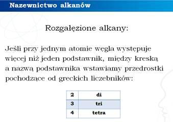 Omówienie przedrostków stosowanych w przypadku obecności więcej niż jednego takiego samego podstawnika.