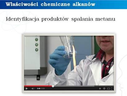 kolbie stożkowej i dwutlenek węgla-zmętnienie wody wapiennej); przedstawienie równań reakcji chemicznych spalania metanu w zależności od dopływu tlenu.