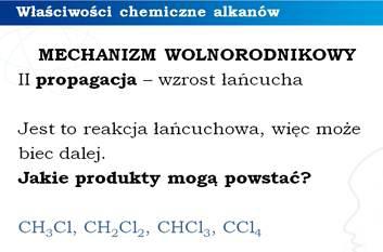 Pytanie do uczniów. Przedstawienie możliwych reakcji chemicznych, jakie mogą zajść w trakcie terminacji. Etap trzeci to terminacja.