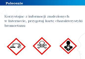 Prezentacja modelu cząsteczki bromoetanu z komentarzem. Bromoetan należy do grupy węglowodorów. Powstaje w reakcji podstawienia jednego atomu wodoru w cząsteczce etanu atomem bromu.