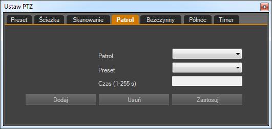Instrukcja obsługi kamer IP PTZ serii NVIP-5000 wer.1.0. OPCJE PTZ DOSTĘPNE PRZEZ OPROGRAMOWANIE NMS 4.1.4. Funkcja Patrol Umożliwia zarządzanie patrolami DODAJ - umożliwia dodawanie nowych patroli.