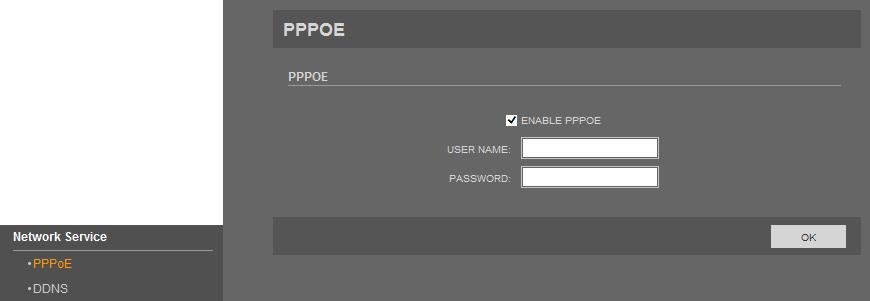 NVIP-5000 PTZ cameras series NVIP-5000 PTZ camera series - user manual ver.1.0. WWW INTERFACE - WORKING WITH IP CAMERA 3.11. Network Service 3.11.1. PPPoE In PPPoE tab you can enable PPPoE function.