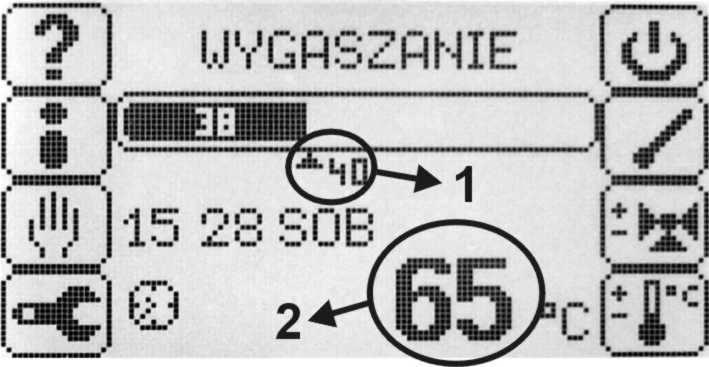 Aby wprowadzić regulator w stan czuwania należy: Potwierdzić klawiszem przy ikonie TAK. Ponownie uruchomić regulator wciskając klawisz przy ikonie. b.