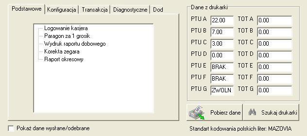 5. Po naciśnięciu przycisku program diagnostyczny samodzielnie zlokalizuje drukarki fiskalne podłączone do portów szeregowych komputera.