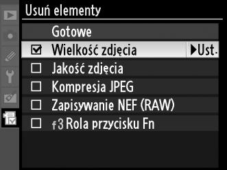 Usuwanie opcji z Mojego menu 1 Wybierz Usuń elementy. W Moim menu (O) wyróżnij Usuń elementy i naciśnij 2.