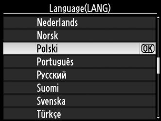 Podstawowe ustawienia Po pierwszym włączeniu aparatu zostanie wyświetlone okno dialogowe wyboru języka. Wybierz język oraz ustaw datę i godzinę.