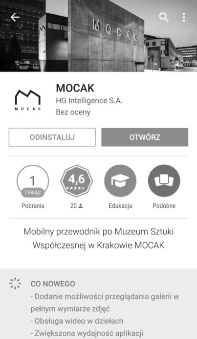 Muzeum MOCAK przygotowało też aplikację mobilną. Rys. 10.