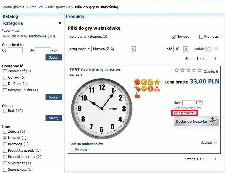 Prezentacja ceny Po wybraniu jednostki pomocniczej cena (oraz wartości) zostanie przeliczona zgodnie z ustawieniami ERP.