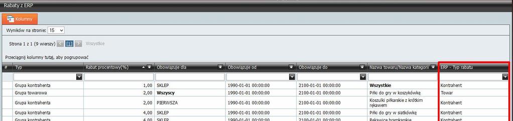 Towar Kontrahent 1.1.2.3 Szczegóły zamówienia Typ rabatu W Comarch ERP e-sklep 7.0 rozróżniono typy udzielonych rabatów na szczegółach zamówienia.