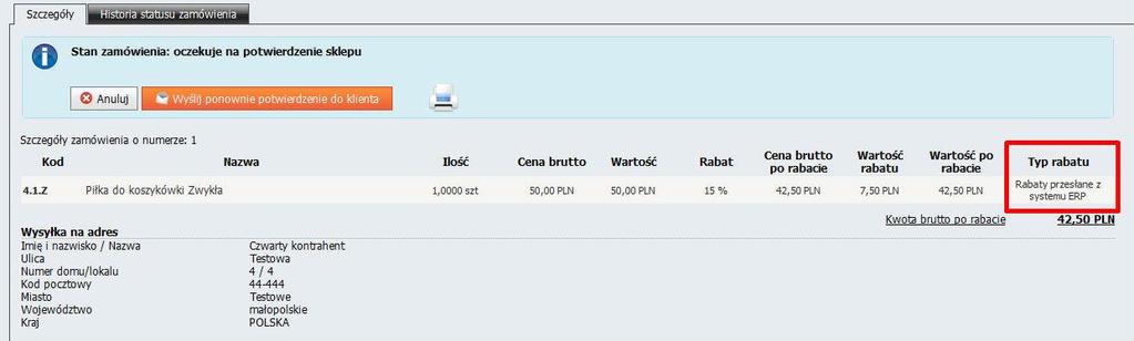 Wartości w polu Typ rabatu mogą przyjmować następujące wartości: rabat na pierwsze zamówienie rabat od wartości zamówienia rabat dla zarejestrowanego klienta rabaty przesłane z systemu ERP 1.1.2.