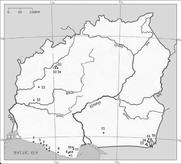 Rys. 1. Usytuowanie badanych jezior. Bia³e Z obszaru województwa lubuskiego oparto siê na wynikach dotycz¹cych 2 jezior: S³awa (Polechoñski i Dobicki 2002, Polechoñski i in.