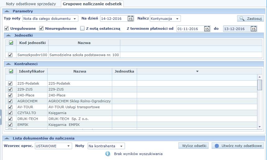 Dokumenty źródłowe Z terminem płatności od do określenie terminu spowoduje wyświetlenie dokumentów z terminem płatności zawierającym się w przedziale wyznaczonym przez ten parametr. 3.