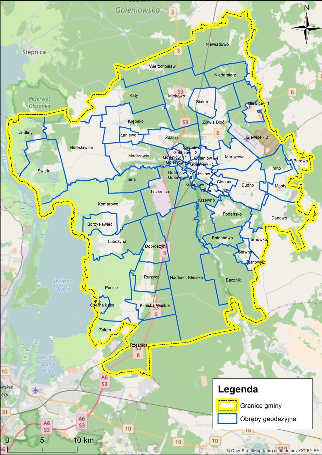 Rys. 2 Obręby geodezyjne na terenie wiejskiej