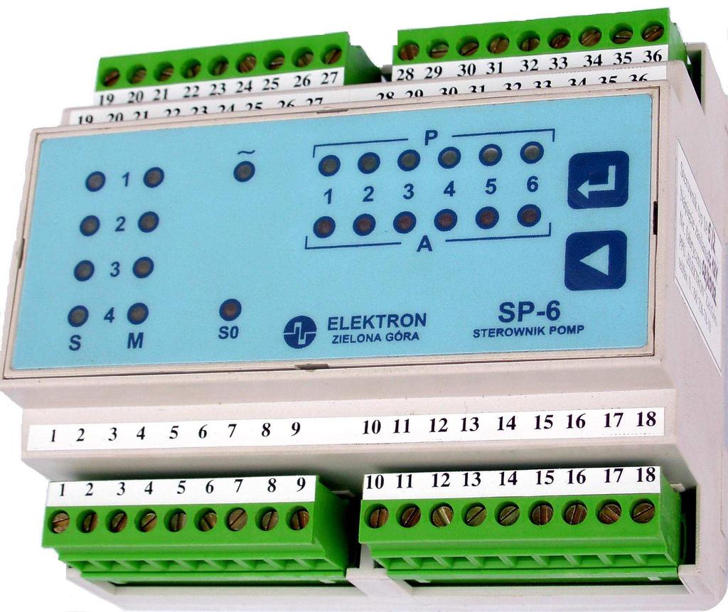 STEROWNIK SZEŚCIU POMP Typ : SP-6/2 INSTRUKCJA OBSŁUGI Producent i dystrybutor : Przedsiębiorstwo Produkcyjno-Usługowe E L E K T R O N ul.