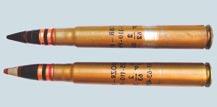 AMUNICJA AMMUNITION 38 25 mm nabój A-2M-3 z pociskiem odłamkowo- -zapalająco- -smugowym B-23-U 25 mm A-2M-3 cartridge with B-23-U Piercing Striped Tracer Przeznaczenie: podstawowa amunicja do 25 mm