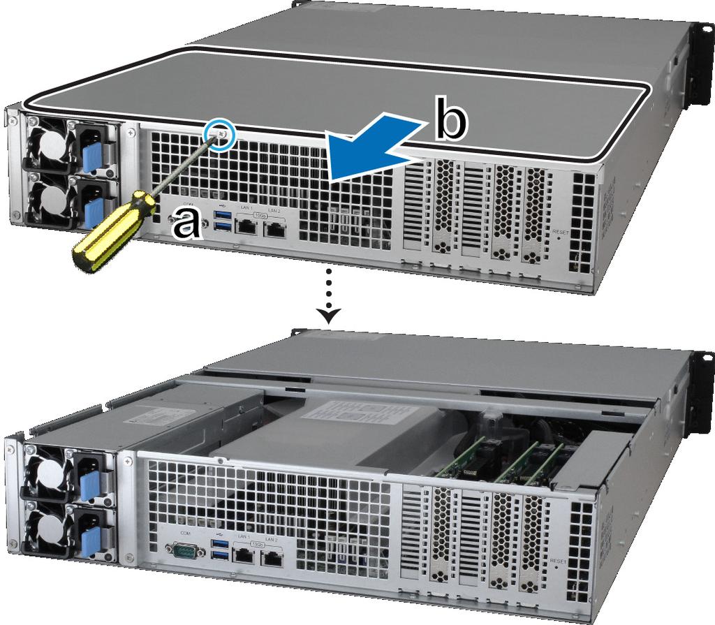 Konfiguracja karty rozszerzeń 2Rozdział Podłączanie jednostki Synology FXC17 do serwera FlashStation Serwer FlashStation wyposażony jest w dwa gniazda PCIe: jedno gniazdo x8 i jedno gniazdo x16.