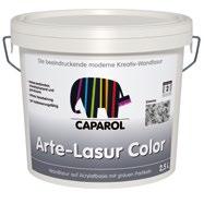 Arte-Lasur Color Lazura z płatkami w kolorze. PRODUKTY DO WNĘTRZ TWORZĄCE EFEKTY DEKORACYJNE maskuje przyszłe ślady czyszczenia i obtłuczeń odporność na szorowanie na mokro: kl.