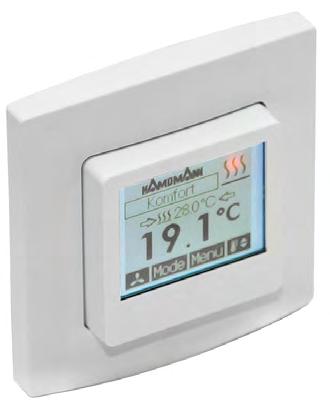 poprzez jeden punkt danych } atrakcyjny panel pokojowy z intuicyjną obsługą } zintegrowany program czasowy Podtynkowy termostat zegarowy 24 V z