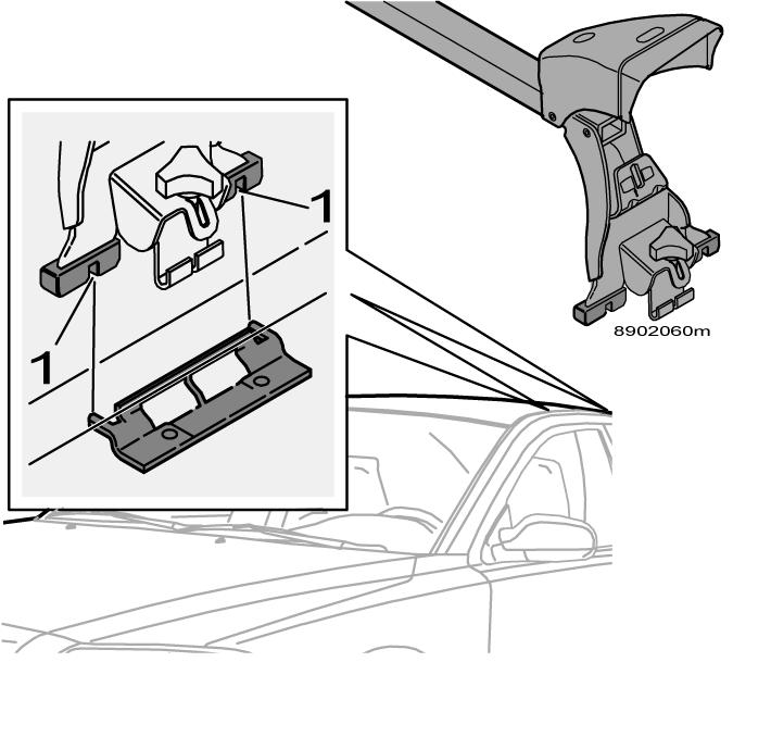 Ważne informacje dodatkowe Punkty mocowania belek nośnych bagażnika dachowego Przewożenie bagażu Uwagi ogólne Na ładowność samochodu wpływa zamontowane dodatkowe wyposażenie, takie jak hak