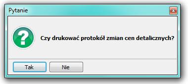 Aby wydrukować protokół zmian cen