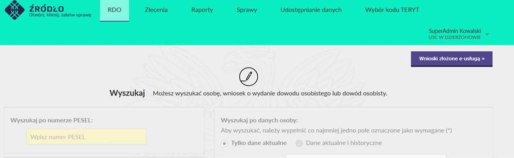 Jak to działa od strony urzędnika - Obsługa wniosku w RDO Wniosek ze zdjęciem zostanie przesłany bezpośrednio do RDO i trafi na listę wniosków przetwarzanych w urzędzie gminy/miasta.