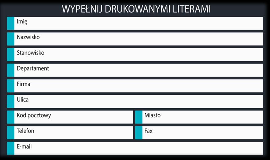 FORMULARZ Nr vouchera WARUNKI UCZESTNICTWA: 1. Koszt uczestnictwa jednej osoby w warsztatach wynosi: - 995zł + 23% VAT do 02.11.2016 r. - 1295 zł + 23% VAT po 02.11.2016 r. 2. Cena obejmuje prelekcje, materiały dotyczące warsztatów, przerwy kawowe oraz lunch.