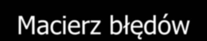 Macierz błędów tak (rzeczywista) nie (rzeczywista) tak (przewidywana) nie (przewidywana) 1053 229 283 682 Uwaga 1: Niektóre klasyfikatory można ukierunkować na popełnianie konkretnych (mniej