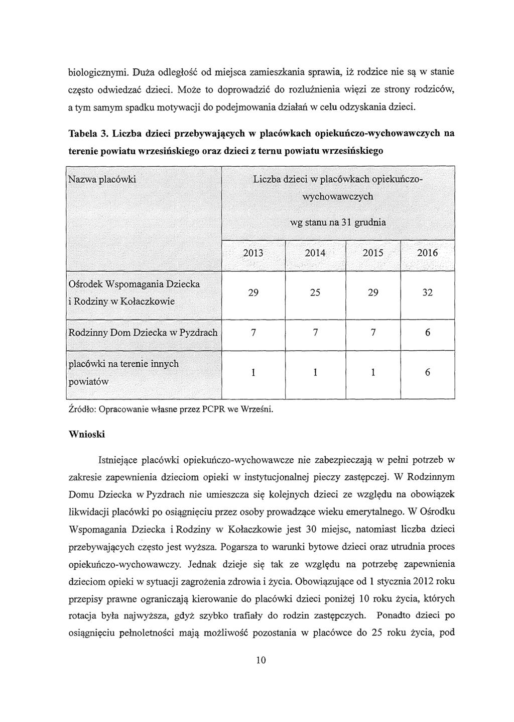 biologicznym i. Duża odległość od miejsca zamieszkania sprawia, iż rodzice nie są w stanie często odwiedzać dzieci.