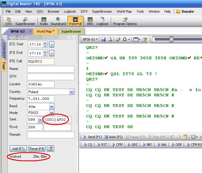 Komunikaty czy była łączność czy też nie otrzymujemy jak na przykładzie powyżej. W tym przypadku QSO ze stacją SQ2RCJ było na 20 i 80 m. Pozostaje jeszcze kwestia makr.