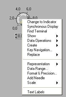 LabView wprowadzanie zmian w elementach na panelu Każdy element na panelu możemy zmienić i dostosować do naszych potrzeb zmian dokonujemy narzędziami wybranymi z okna Tools lub z menu rozwijalnego