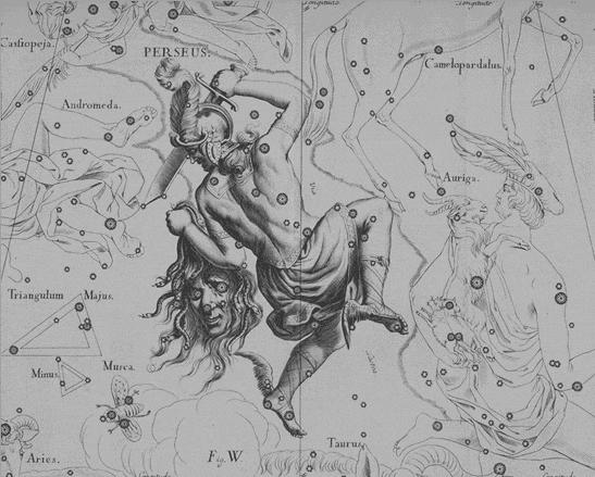 Gwiazdozbiór Perseusza (źródło: Moja Astronomia, Internet). Lipiec Księżyc 01.07.