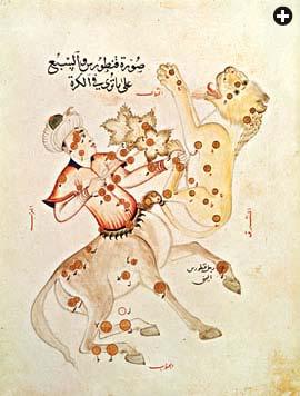 XV-wieczna interpretacja gwiazdozbioru Cantaura i Lwa Al Sufiego.