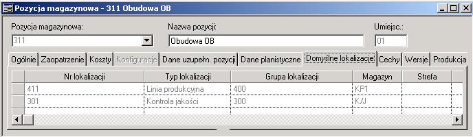 Podczas ich określania w prezentowanym przedsiębiorstwie kierowano się założeniami, że: pozycje zakupowe występują w magazynie wydziału zaopatrzenia 301 oraz w magazynach należących do linii