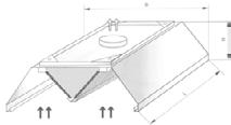 l=1000-3000 B=700-1200 H=550 KOW-30 Króćce / Connectors: 250 315 OKAP CENTRALNY WYCIĄgOWY CENTRALLY MOUNTED VENTILATION hood Wymiary / Dimensions : l=1000-3000 B=1200-2100 H=550 KOW-40 Króćce /