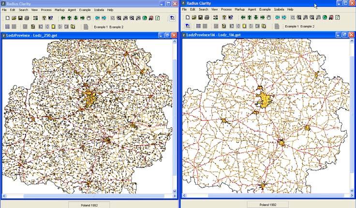 Generalizacja osadnictwa i sieci dróg bazy danych ogólno geograficznych z wykorzystaniem systemu Clarity Rys. 4.