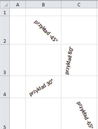 spotkanie 3 109 Rys. 38 Zmiana orientacji tekstu ĆWICZENIE Cel: utrwalenie umiejętności wyrównywania wyrazów w komórkach. Otwórz plik Wyrównywanie Arkusz 3.