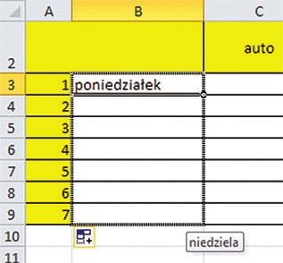 spotkanie 6 176 Uruchom program MS Excel. Wpisz w dowolne komórki wybrane słowa i liczby (max. 15 elementów). Możesz używać różnych rodzajów formatowań.