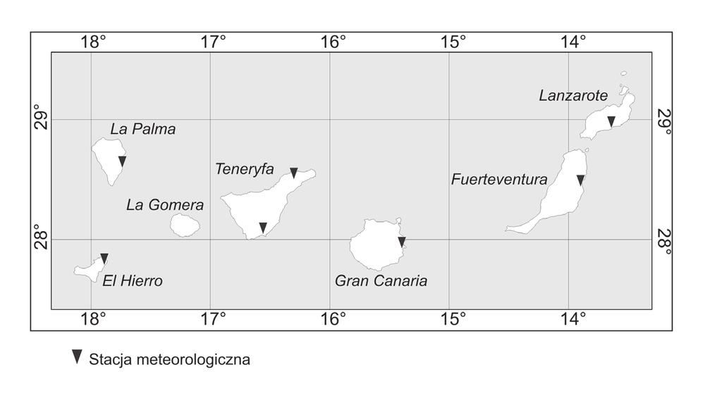 Ocena bioklimatycznych uwarunkowań turystyki plażowej... 179 Ryc. 1. Lokalizacja stacji meteorologicznych Fig. 1. Meteorological stations location Wartości UTCI od 18 C do 26 C wyznaczają zakres tzw.