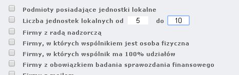 Kryteria wyboru ze względu na wielkość podmiotu INFODESK zasady działania systemu Służy do tego klika kryteriów: możemy wybrać podmioty w oparciu o kryterium zatrudnienia, wysokości kapitału