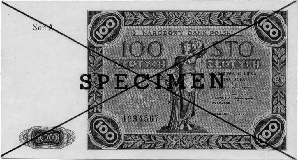 100 z otych 15.07.1947, SPECIMEN Ser.