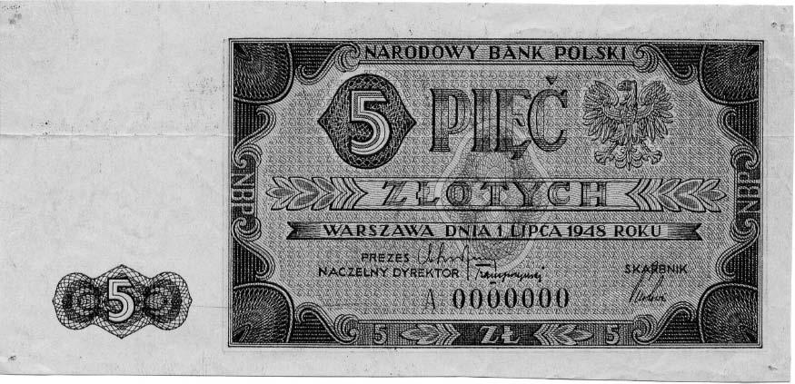 1948, SPECIMEN A 1234567, producent: PWPW ódê, Mi czak 135A. I 700.- 684 (aw. i rw.