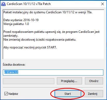 Wybierz: Patch do CardioScan 10/11/12 Pakiet zawiera polską wersję