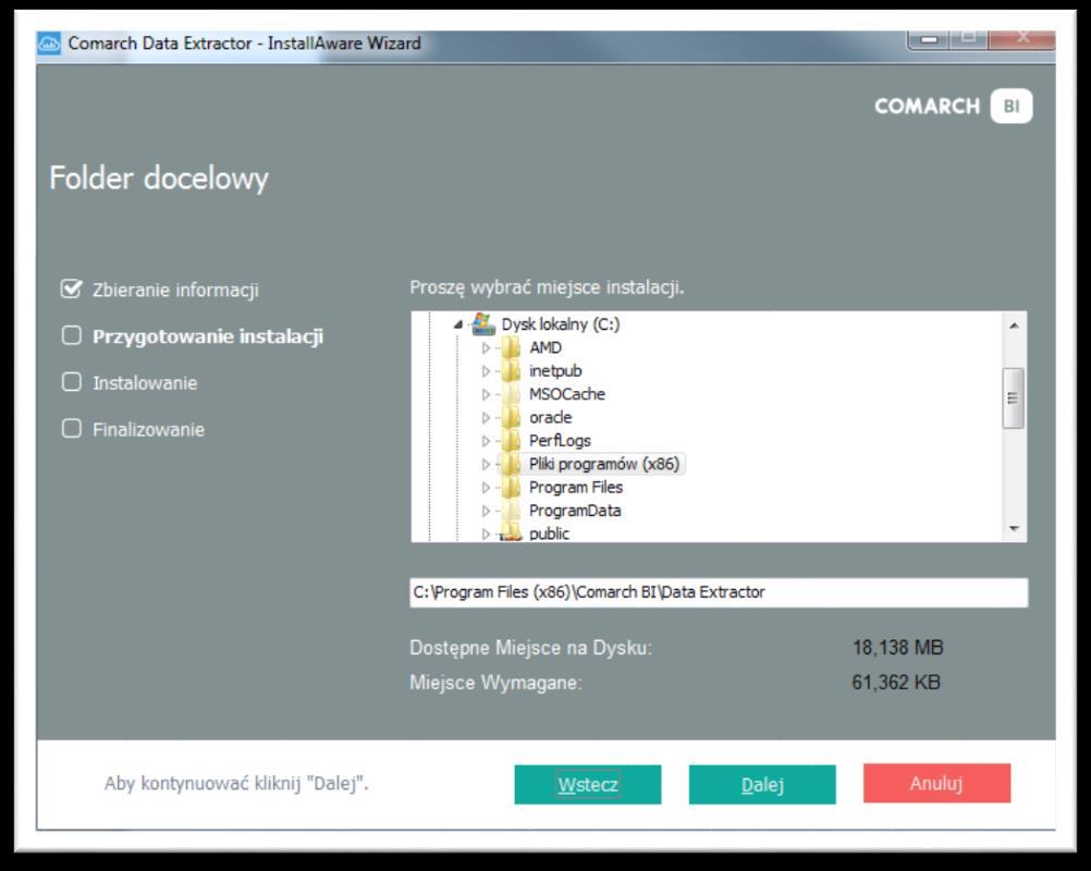 Rysunek 25- Wybór folderu instalacji Po kliknięciu Dalej pojawia się ekran z podsumowaniem.