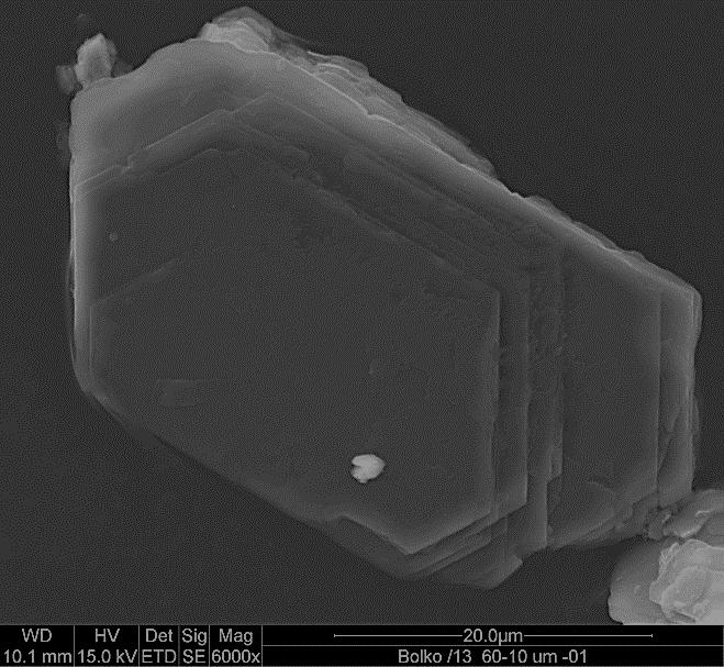 14 Fot. 1. Kaolinit kryształy o pokroju płytkowym (A), agregat kolumnowy (B) (złoże Bolko II; fot. K. Górniak) Phot. 1. The kaolinite crystals (A) habit plate, (B) columnar (Bolko II deposit, K.