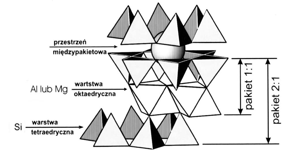 16 Rys. 3. Model struktury wewnętrznej minerałów ilastych wg K Bahranowskiego (2000) Fig. 3. The model of the internal structure of clay minerals by K.