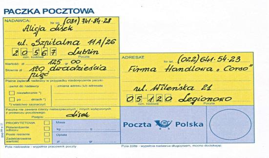 Umiejętność 3) dobiera zakres świadczonych usług pocztowych i kurierskich do potrzeb klienta, na przykład: rozpoznaje usługi pocztowe; dobiera usługę komplementarną do potrzeb klienta.