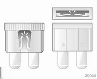 Pielęgnacja samochodu 203 Instalacja elektryczna Bezpieczniki Oznaczenia nowego bezpiecznika muszą być takie same jak oznaczenia bezpiecznika wymienianego.